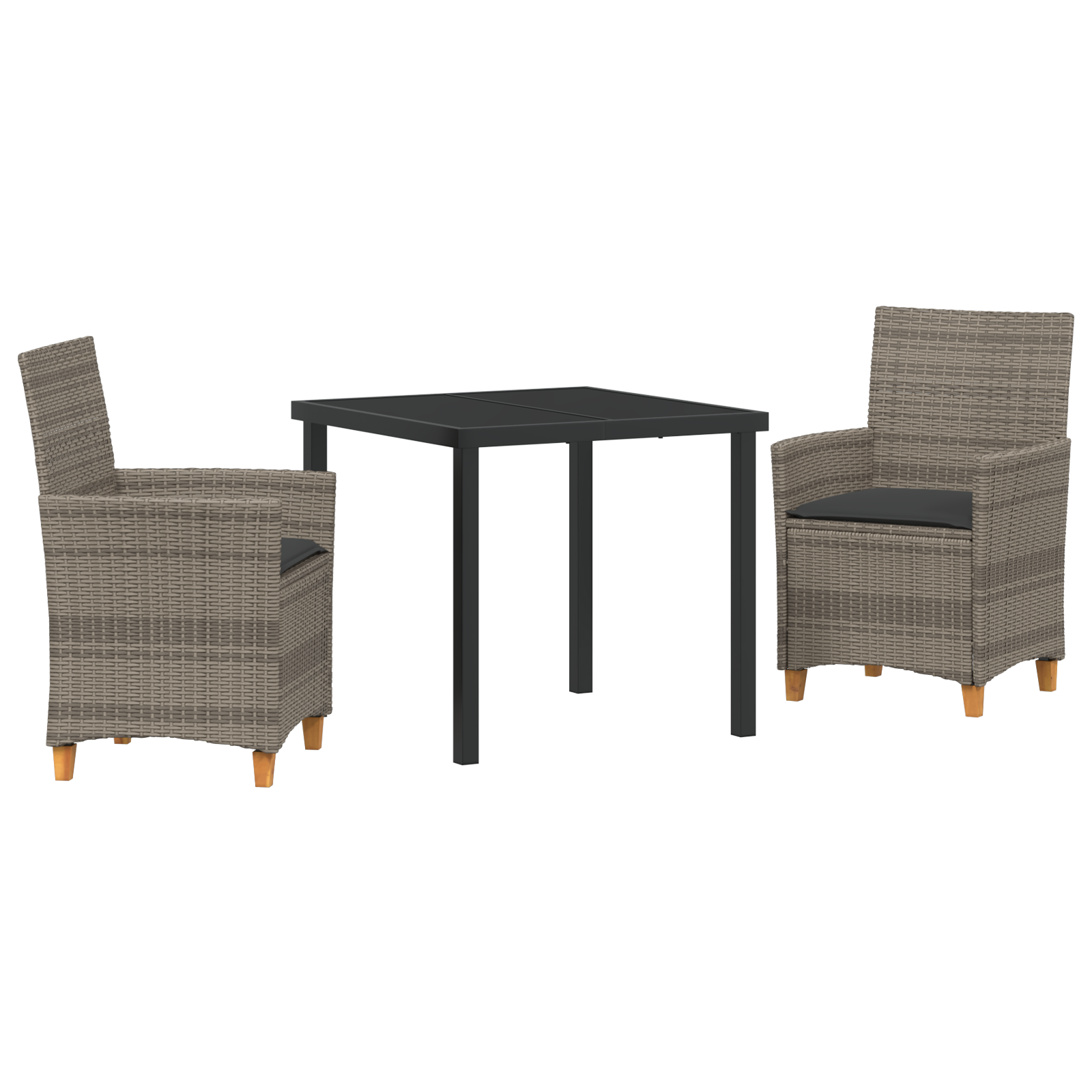 Set de Dining de Grădină cu 3 Piese cu Pernă Gri Poliratan GartenMobel Dekor