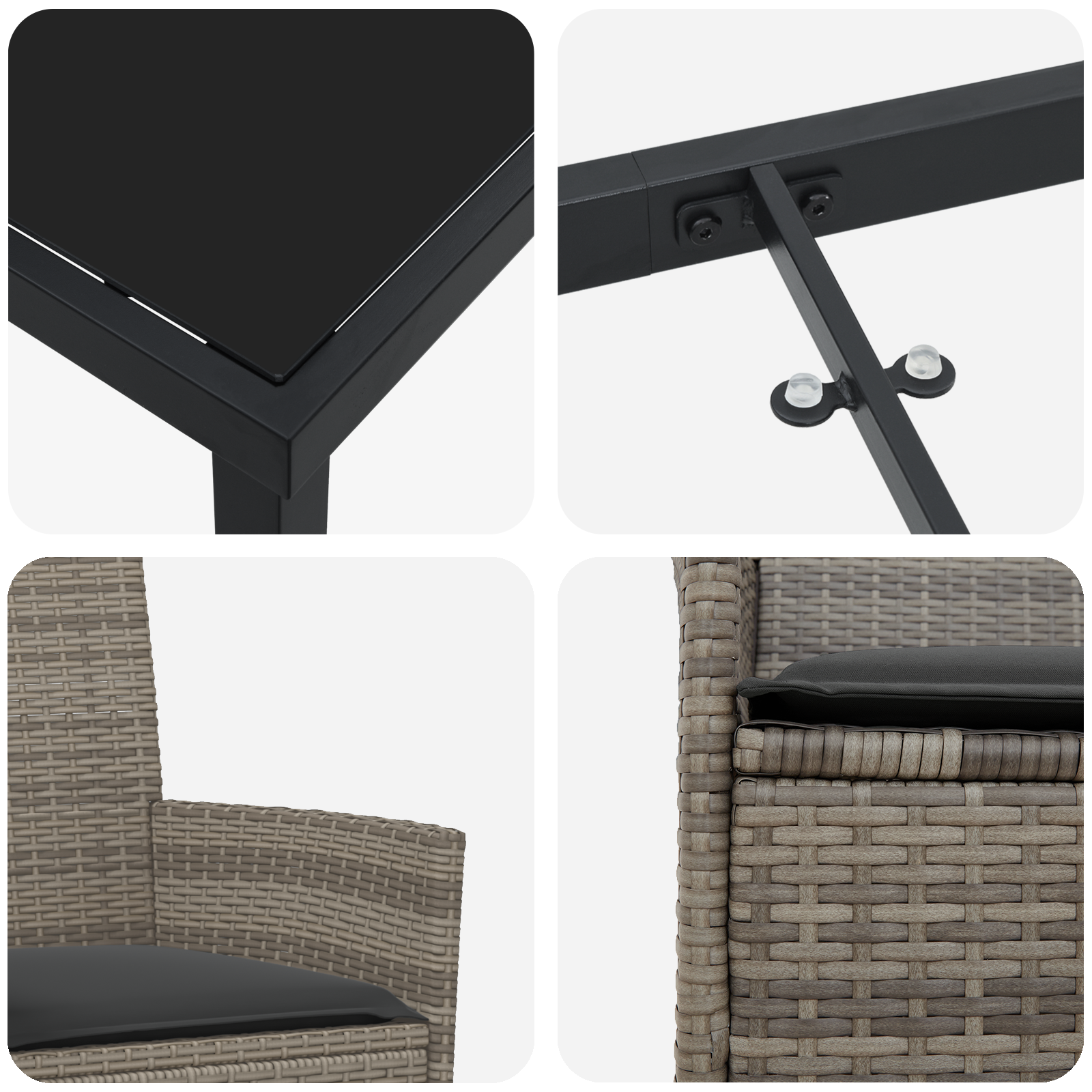 Set de Dining de Grădină cu 3 Piese cu Pernă Gri Poliratan GartenMobel Dekor