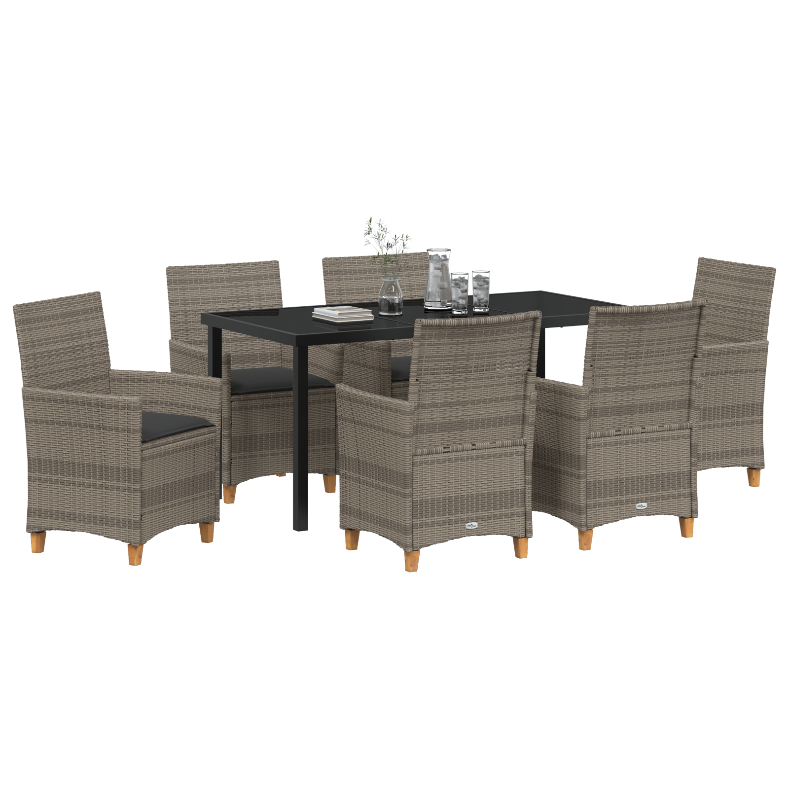 Set de Dining de Grădină cu 7 Piese și Perne Gri din Ratan Polimeric GartenMobel Dekor