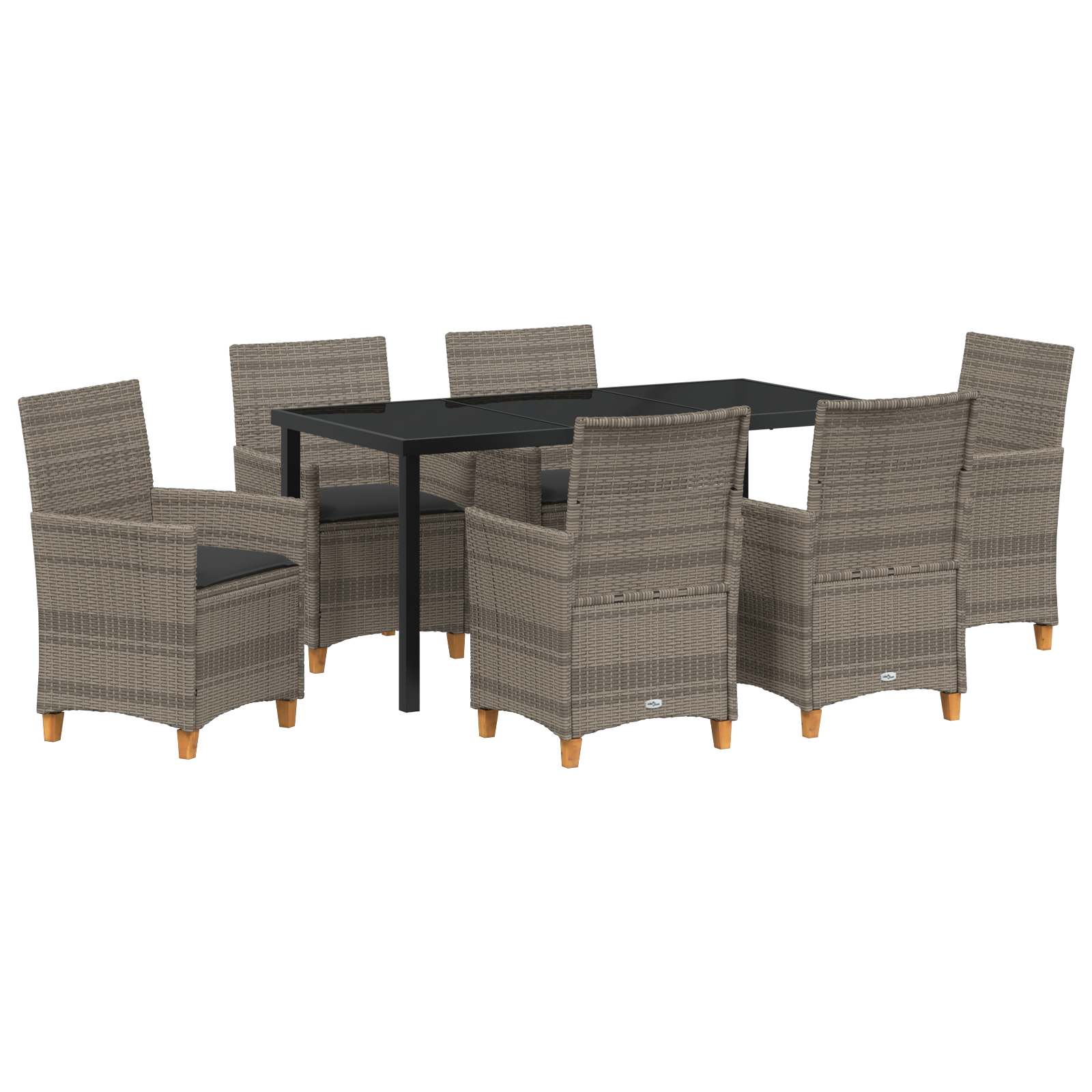 Set de Dining de Grădină cu 7 Piese și Perne Gri din Ratan Polimeric GartenMobel Dekor