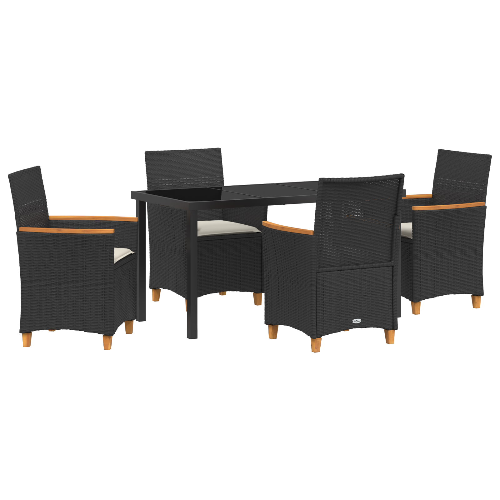 Set de Dining de Grădină cu Perne Negru Ratan Poli GartenMobel Dekor