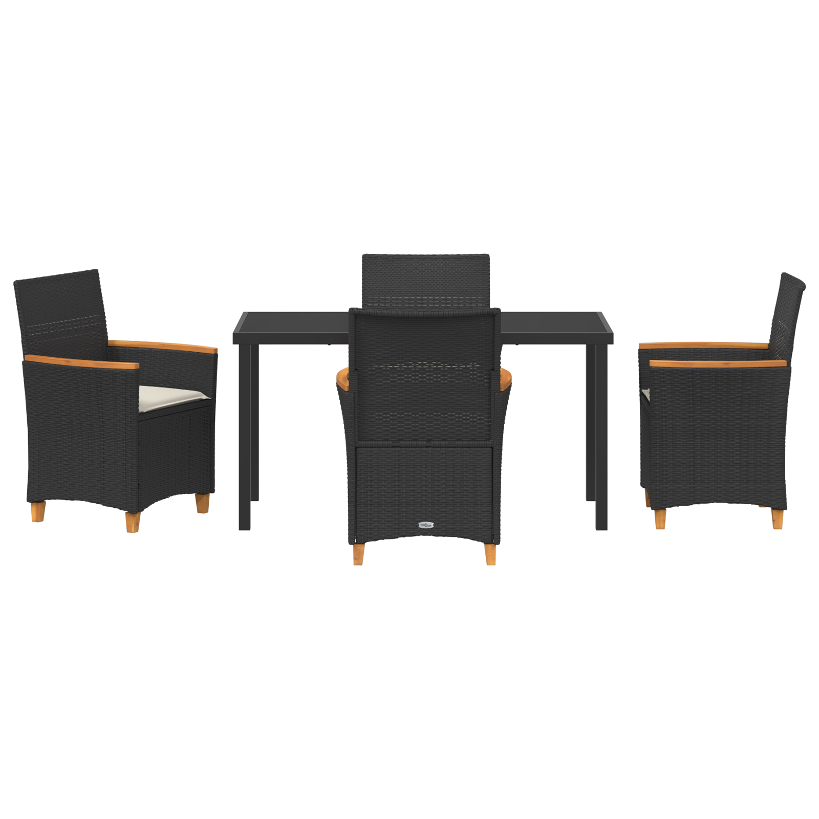 Set de Dining de Grădină cu Perne Negru Ratan Poli GartenMobel Dekor