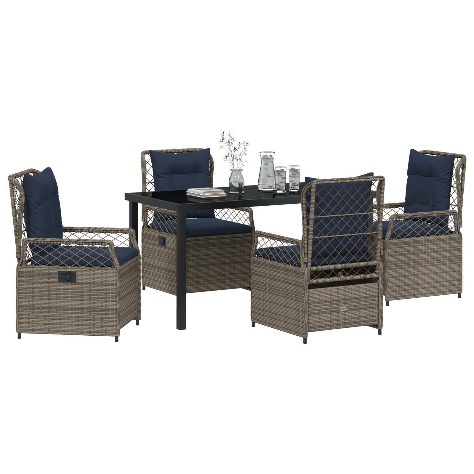 Set de Dining de Grădină de 5 Piese Gri din Ratan Poli GartenMobel Dekor
