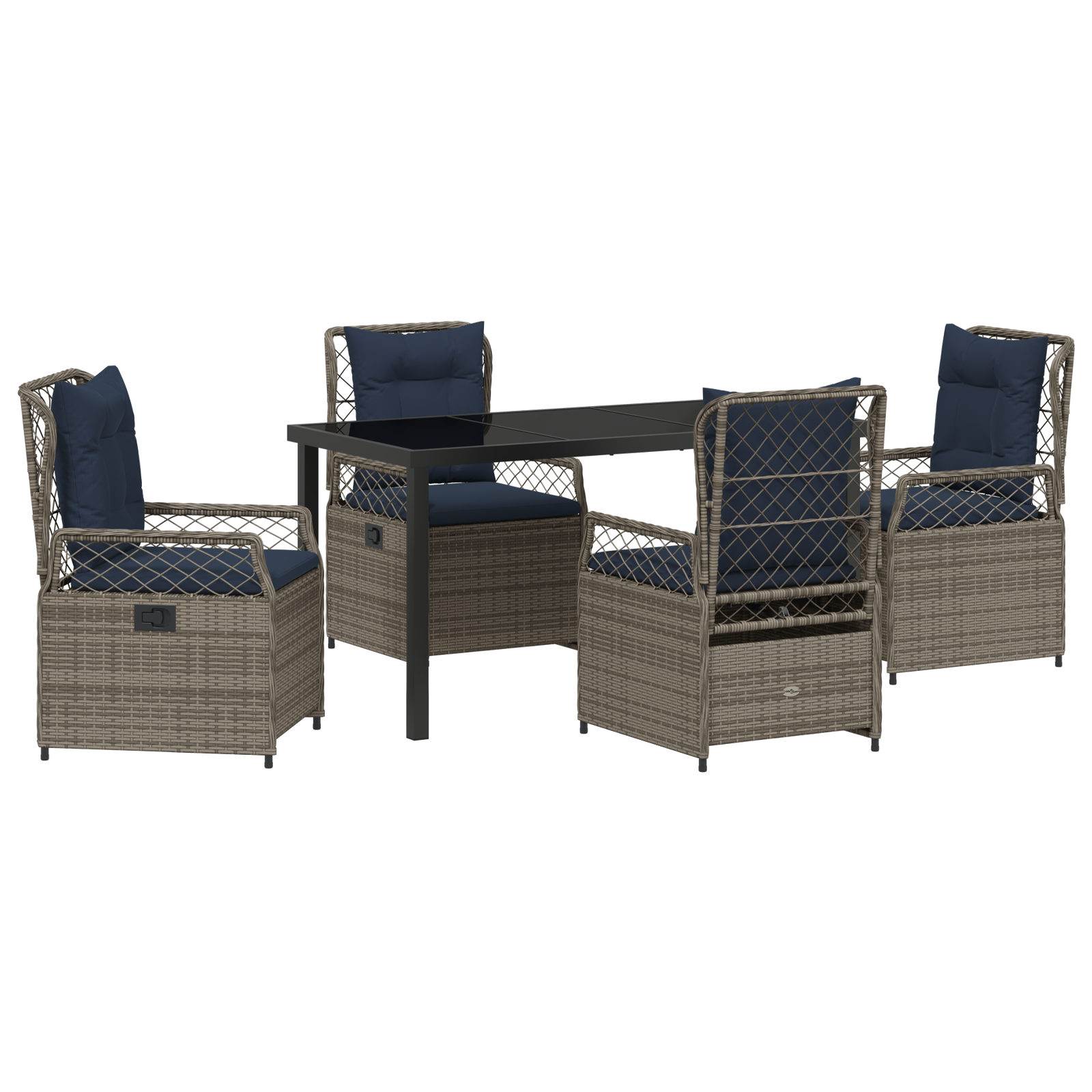 Set de Dining de Grădină de 5 Piese Gri din Ratan Poli GartenMobel Dekor