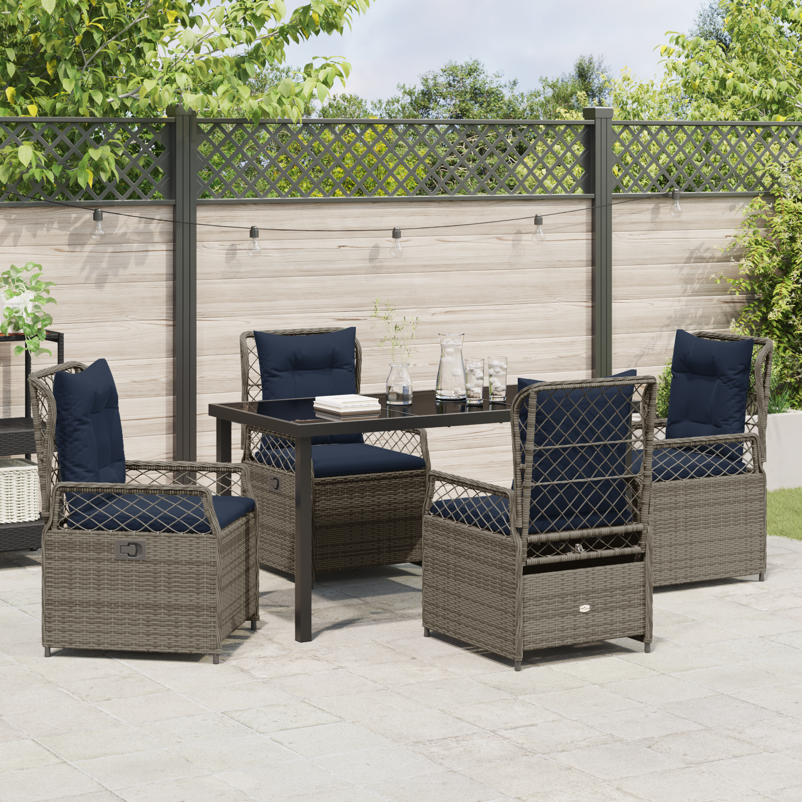 Set de Dining de Grădină de 5 Piese Gri din Ratan Poli GartenMobel Dekor