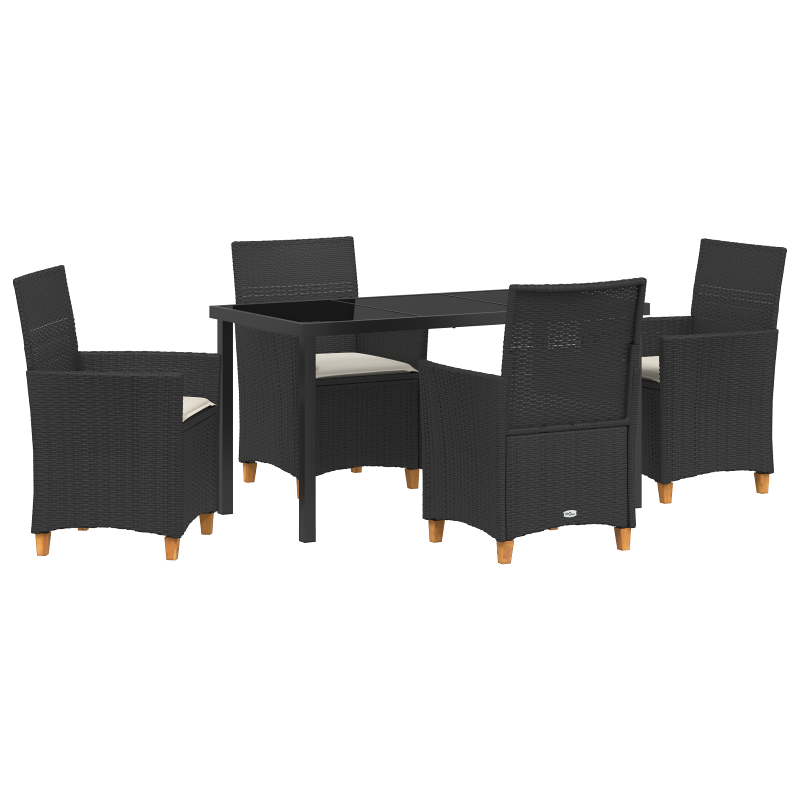 Set de Dining de Grădină de 5 Piese cu Perne din Ratan Poliratan Negru GartenMobel Dekor