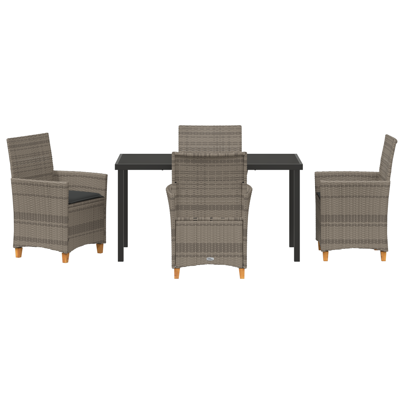Set de dining de grădină 5 piese cu perne gri din ratan poliesteric GartenMobel Dekor