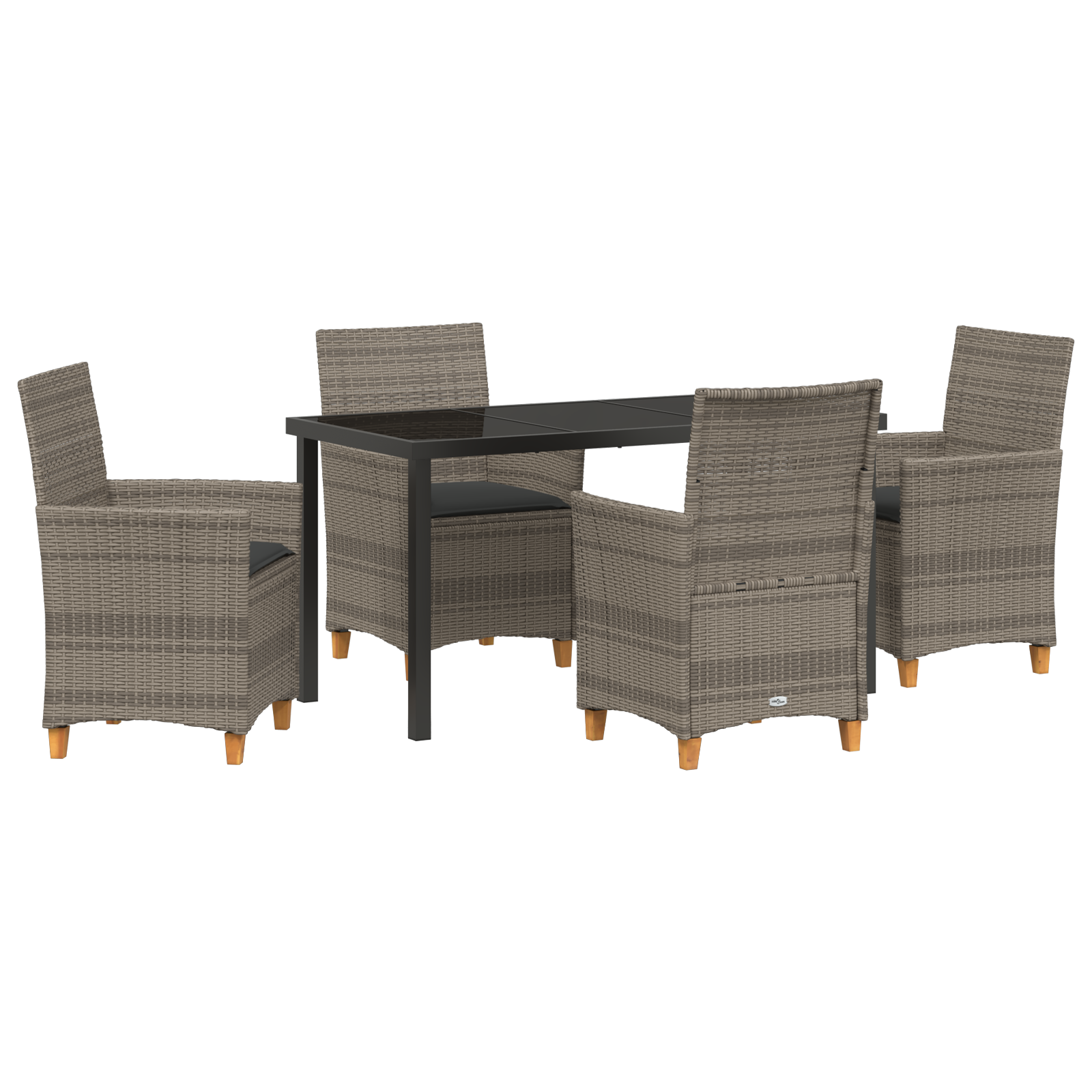 Set de dining de grădină 5 piese cu perne gri din ratan poliesteric GartenMobel Dekor