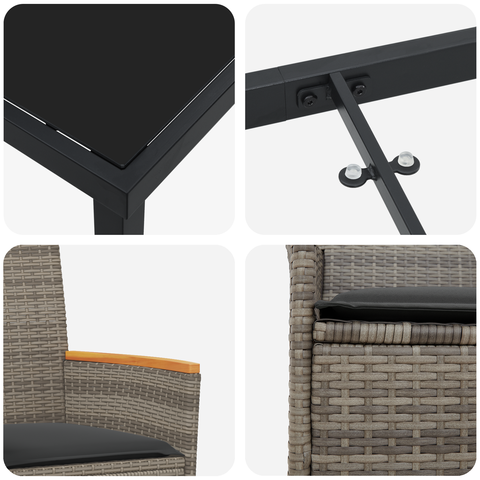 Set de dining de grădină cu 5 piese și perne gri din poliratan GartenMobel Dekor