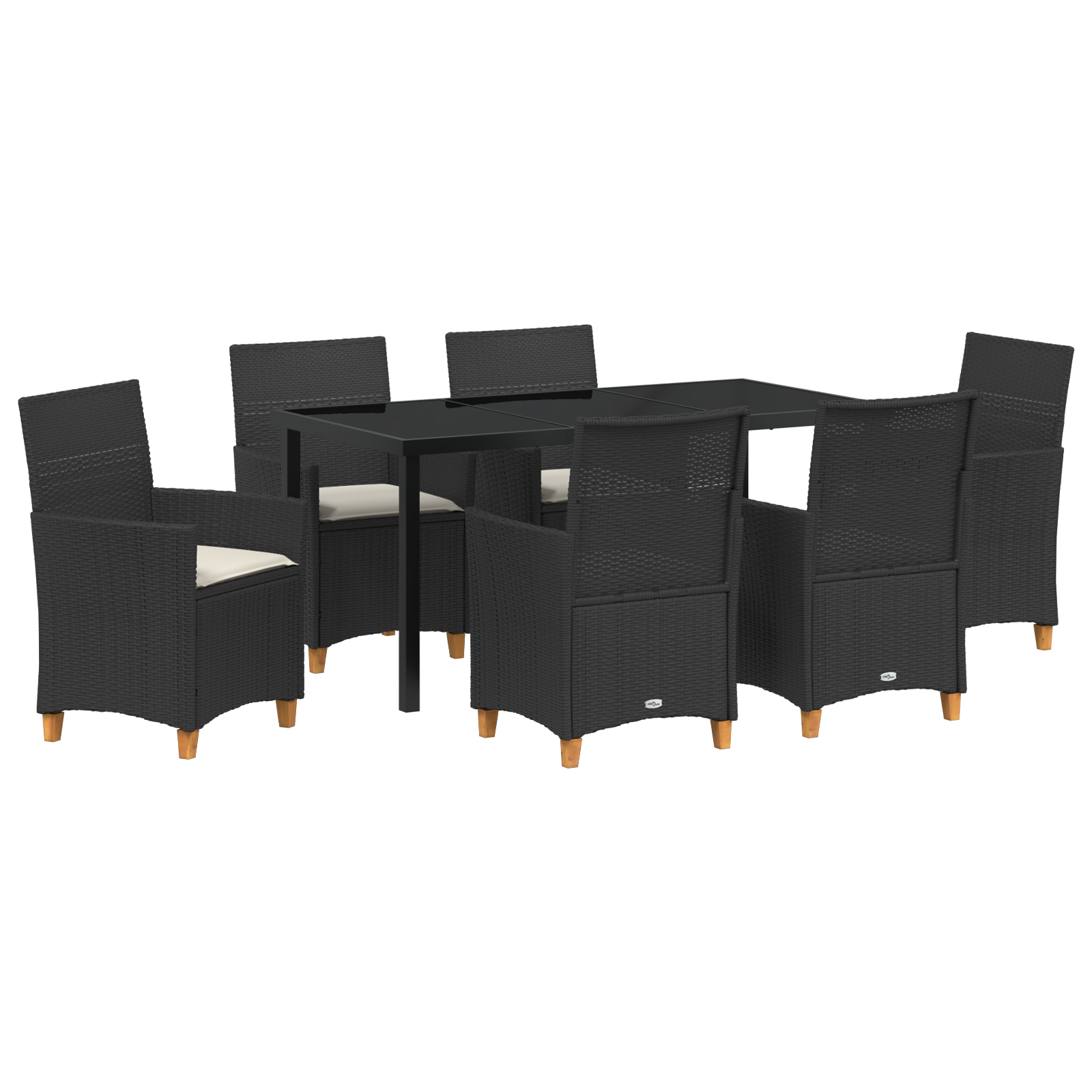 Set de dining de grădină de 7 piese cu perne Negru Rattan Poliester GartenMobel Dekor