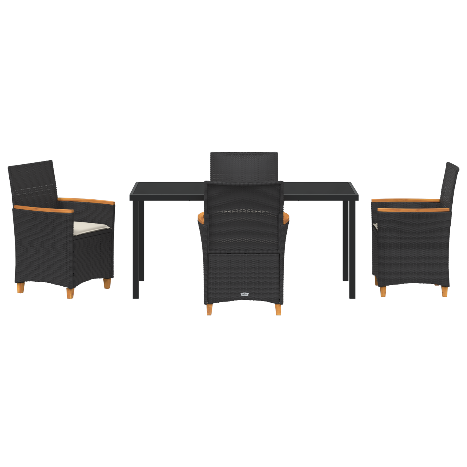 Set de dining pentru grădină cu 5 piese cu perne Negru Rattan PE GartenMobel Dekor
