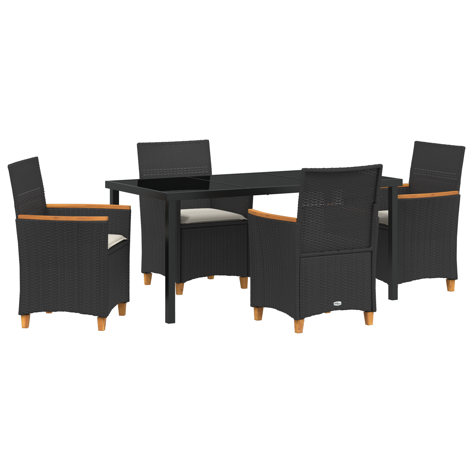 Set de dining pentru grădină cu 5 piese cu perne Negru Rattan PE GartenMobel Dekor