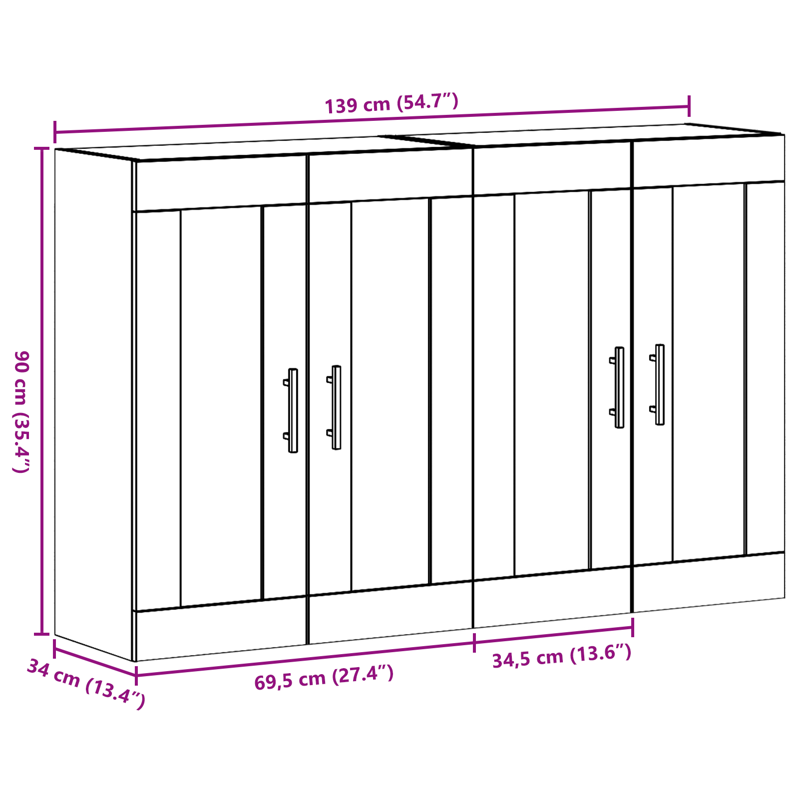 Cabinete Montate pe Perete 2 pcs Stejar Artizanal 69.5x34x90 cm Lemn Prelucrat GartenMobel Dekor