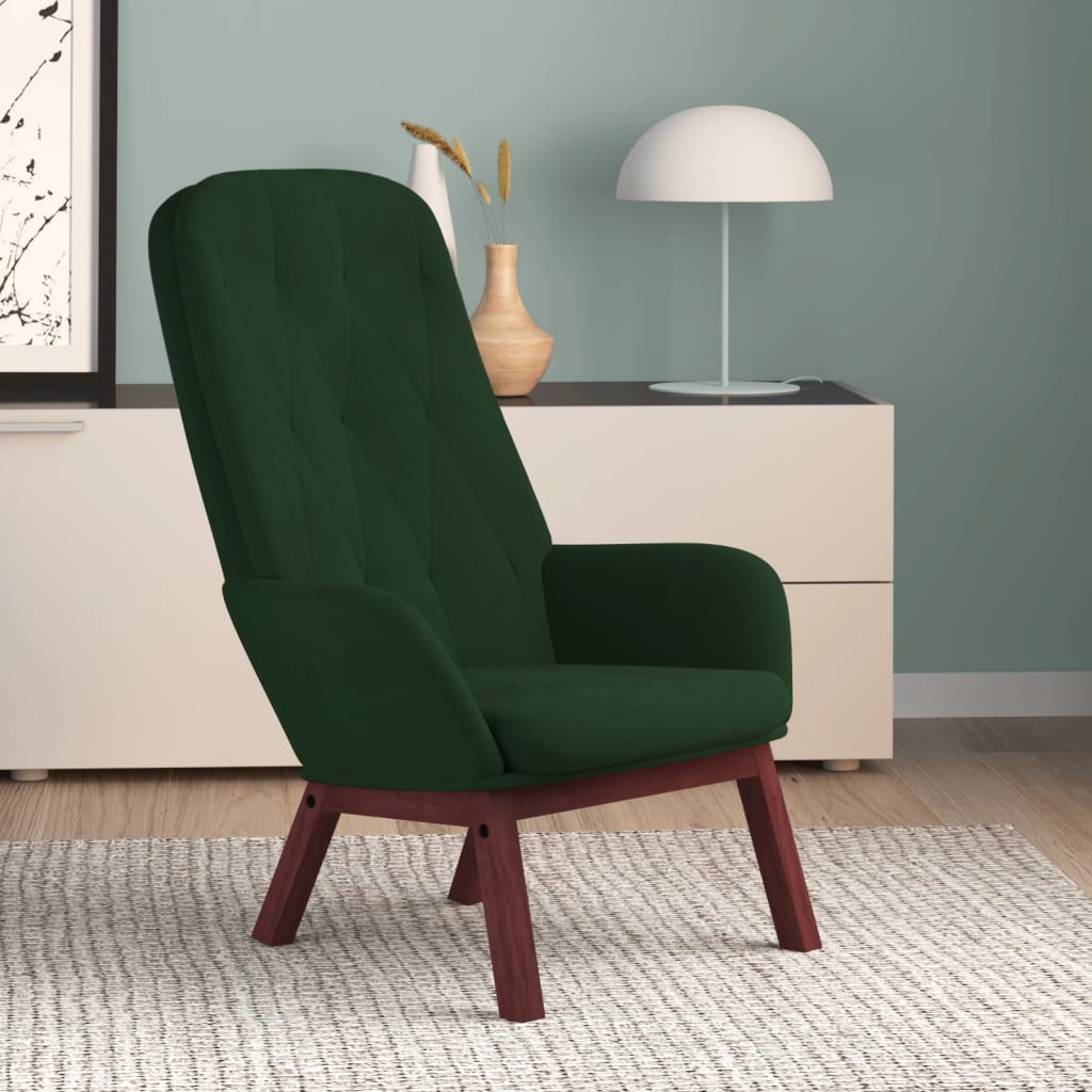 Scaun de relaxare, verde închis, catifea GartenMobel Dekor