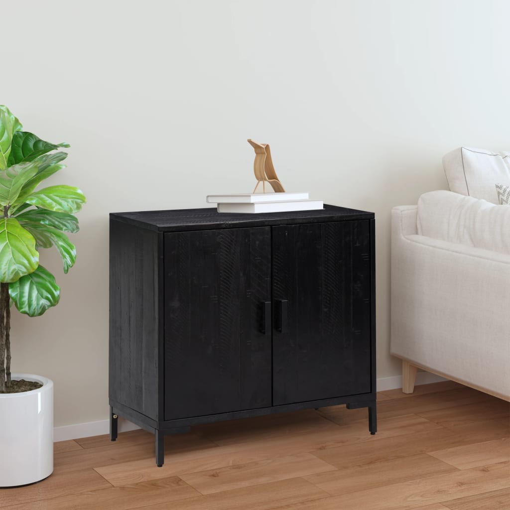 Servantă, negru, 75x35x70 cm, lemn masiv de pin reciclat GartenMobel Dekor
