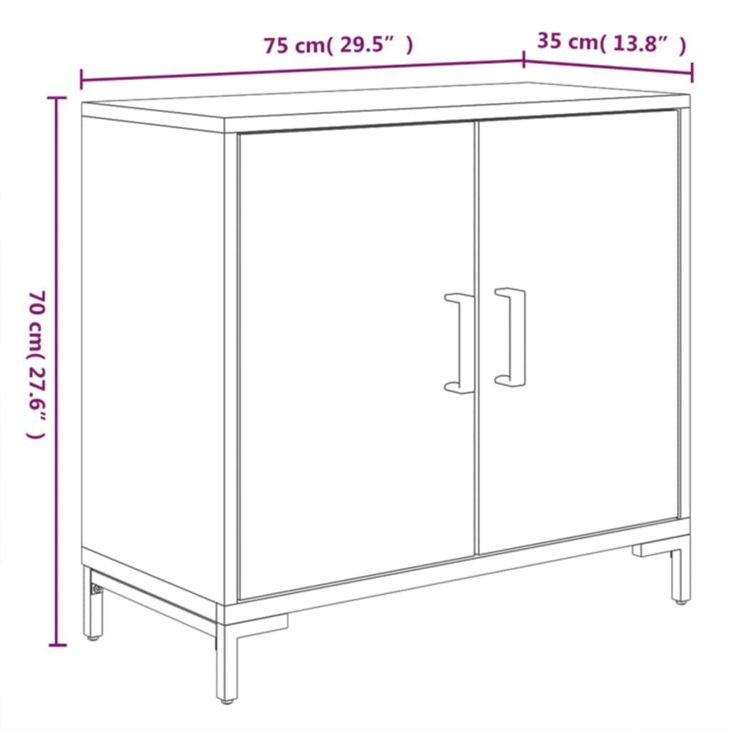 Servantă, negru, 75x35x70 cm, lemn masiv de pin reciclat GartenMobel Dekor