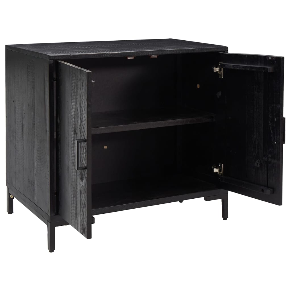 Servantă, negru, 75x35x70 cm, lemn masiv de pin reciclat GartenMobel Dekor