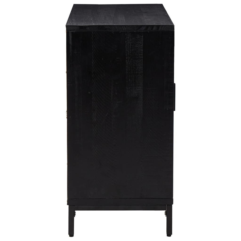 Servantă, negru, 75x35x70 cm, lemn masiv de pin reciclat GartenMobel Dekor