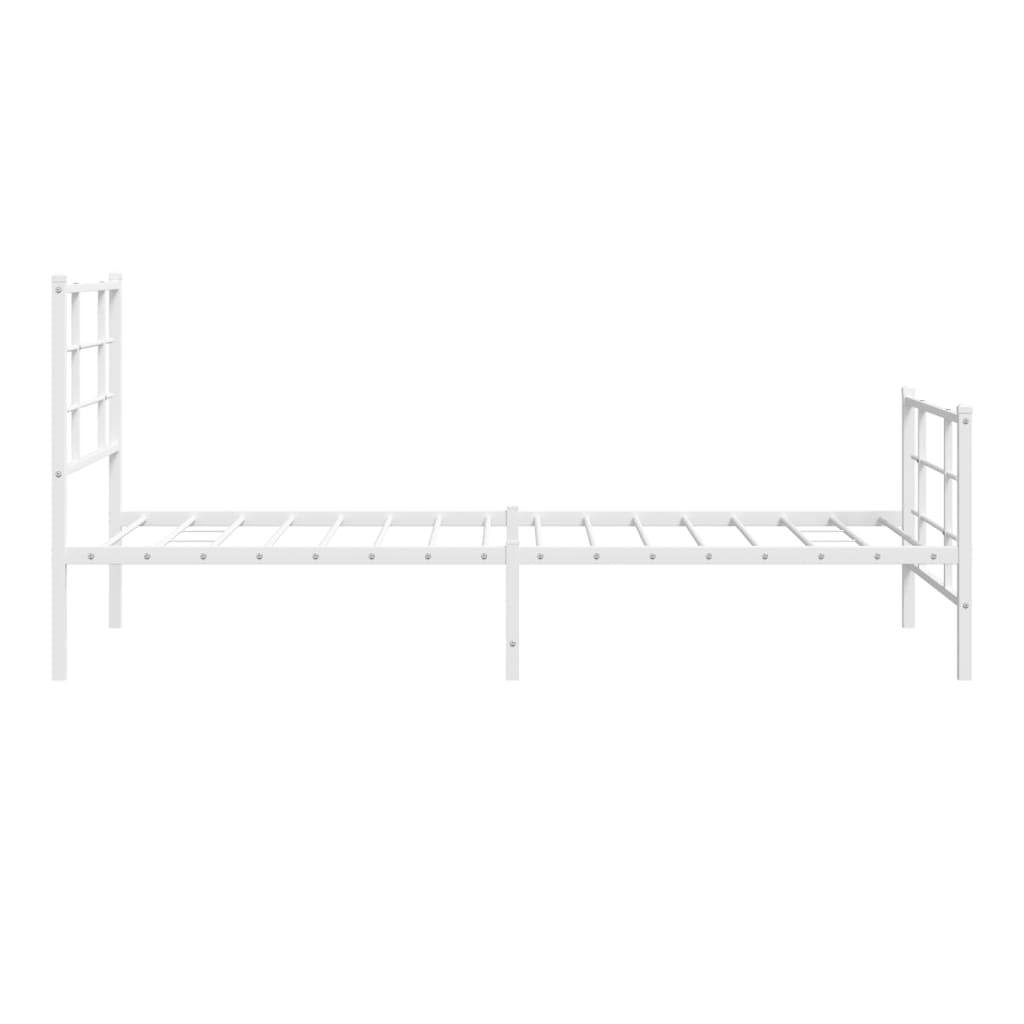 Cadru de pat metalic cu tăblie de cap/picioare, alb, 90x200 cm GartenMobel Dekor