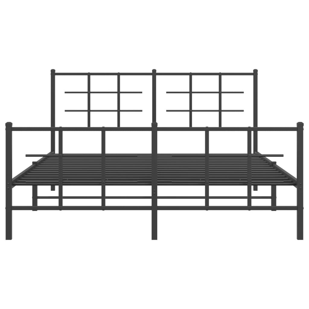 Cadru pat fără saltea, cu tăblie picioare negru 160x200cm metal GartenMobel Dekor