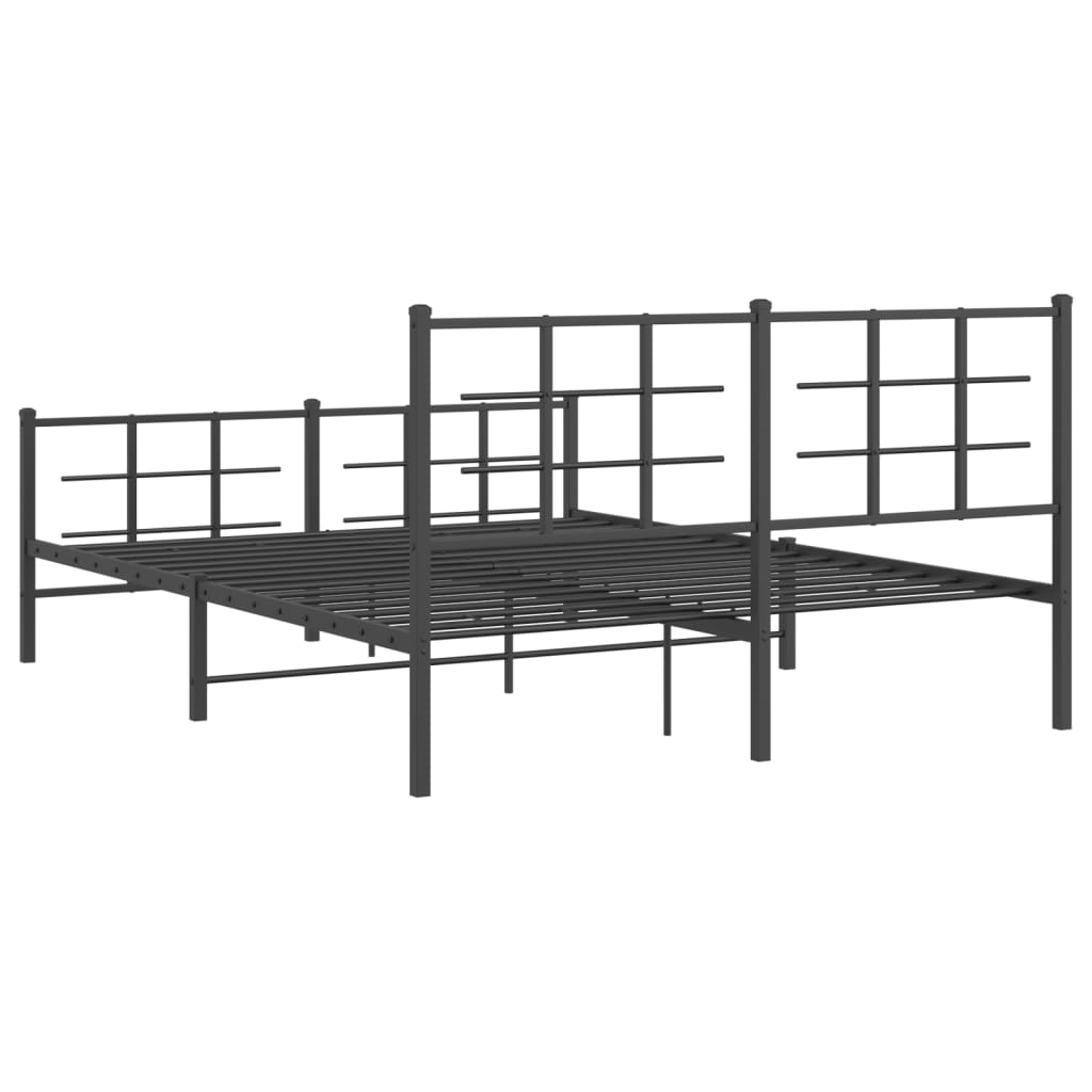 Cadru pat fără saltea, cu tăblie picioare negru 160x200cm metal GartenMobel Dekor