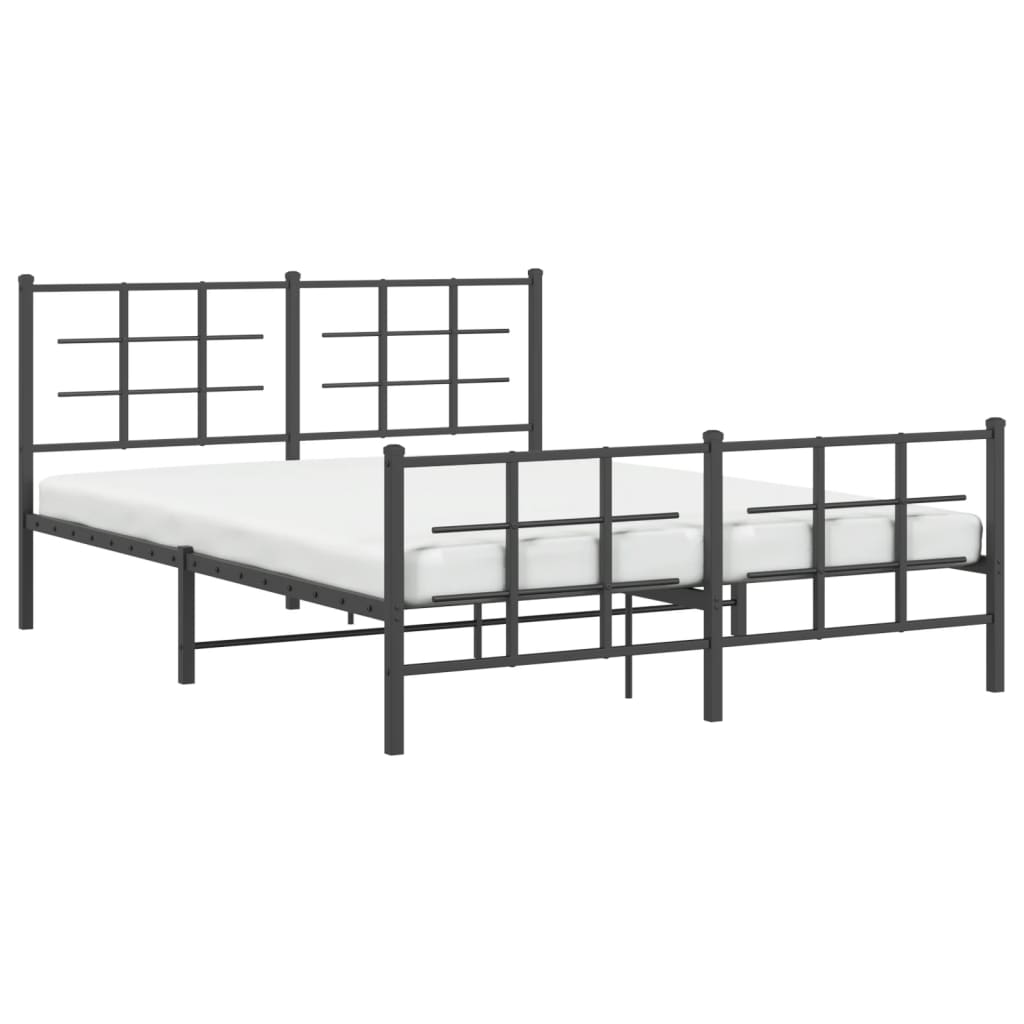 Cadru pat fără saltea, cu tăblie picioare negru 160x200cm metal GartenMobel Dekor