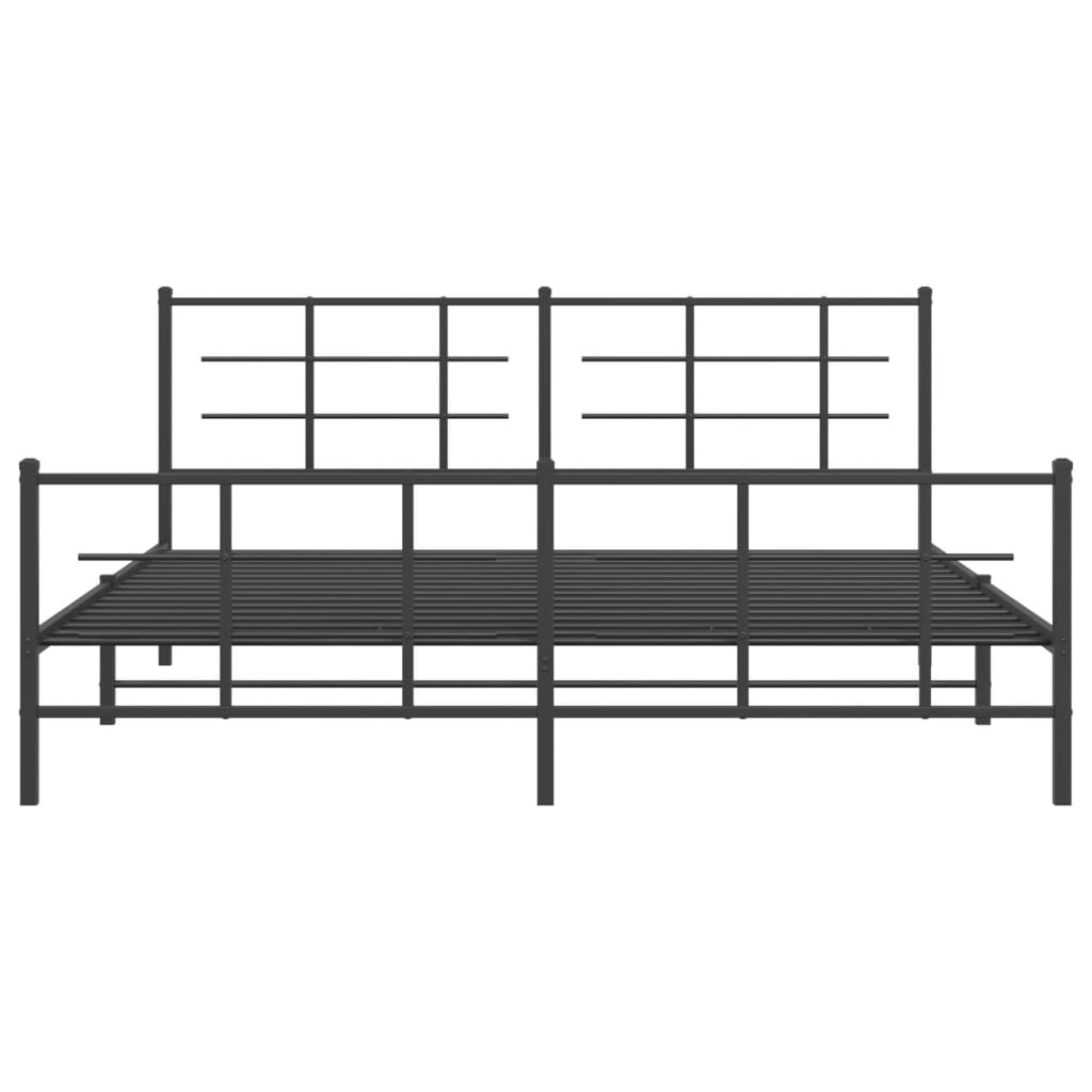 Cadru pat fără saltea, tăblie de picioare negru 180x200cm metal GartenMobel Dekor