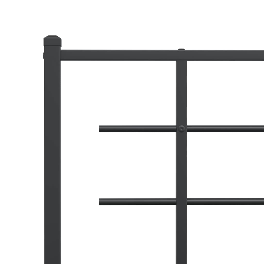 Cadru pat fără saltea, tăblie de picioare negru 180x200cm metal GartenMobel Dekor