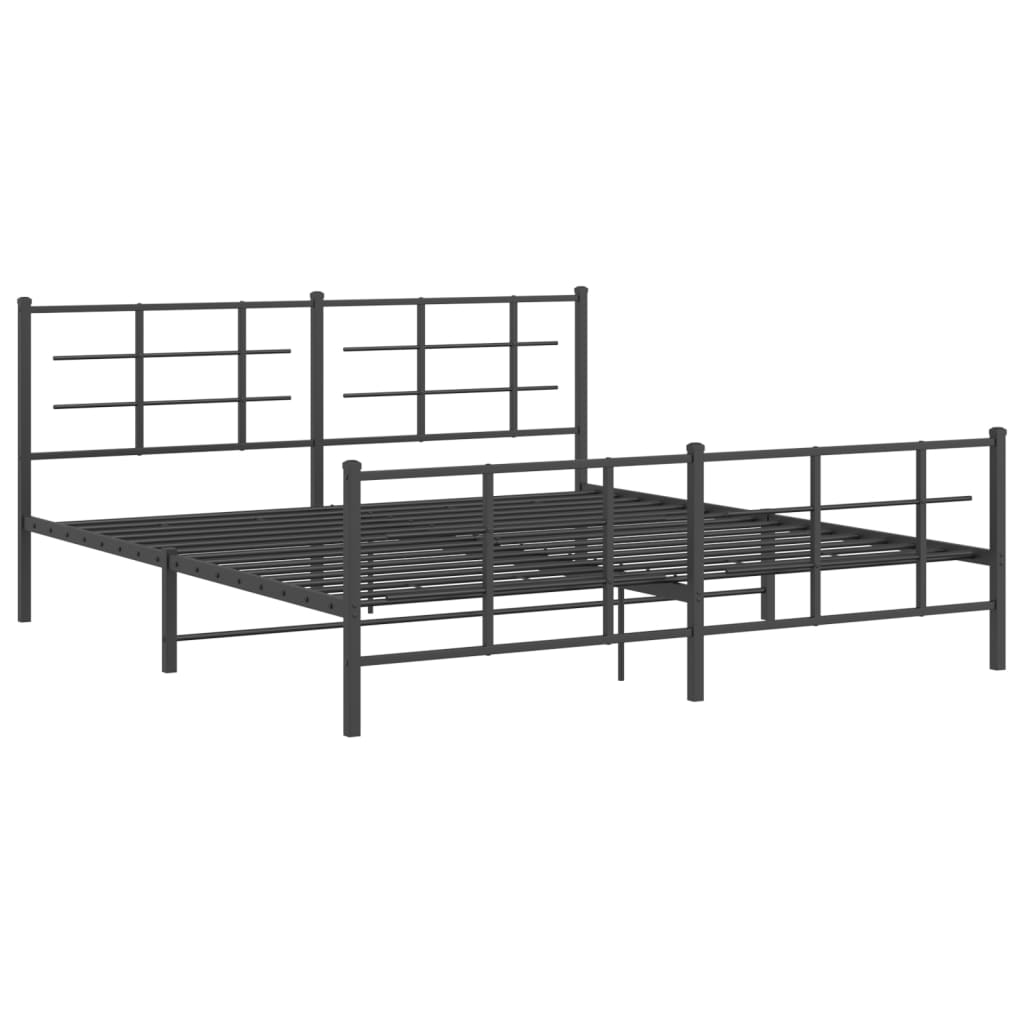 Cadru pat fără saltea, tăblie de picioare negru 180x200cm metal GartenMobel Dekor