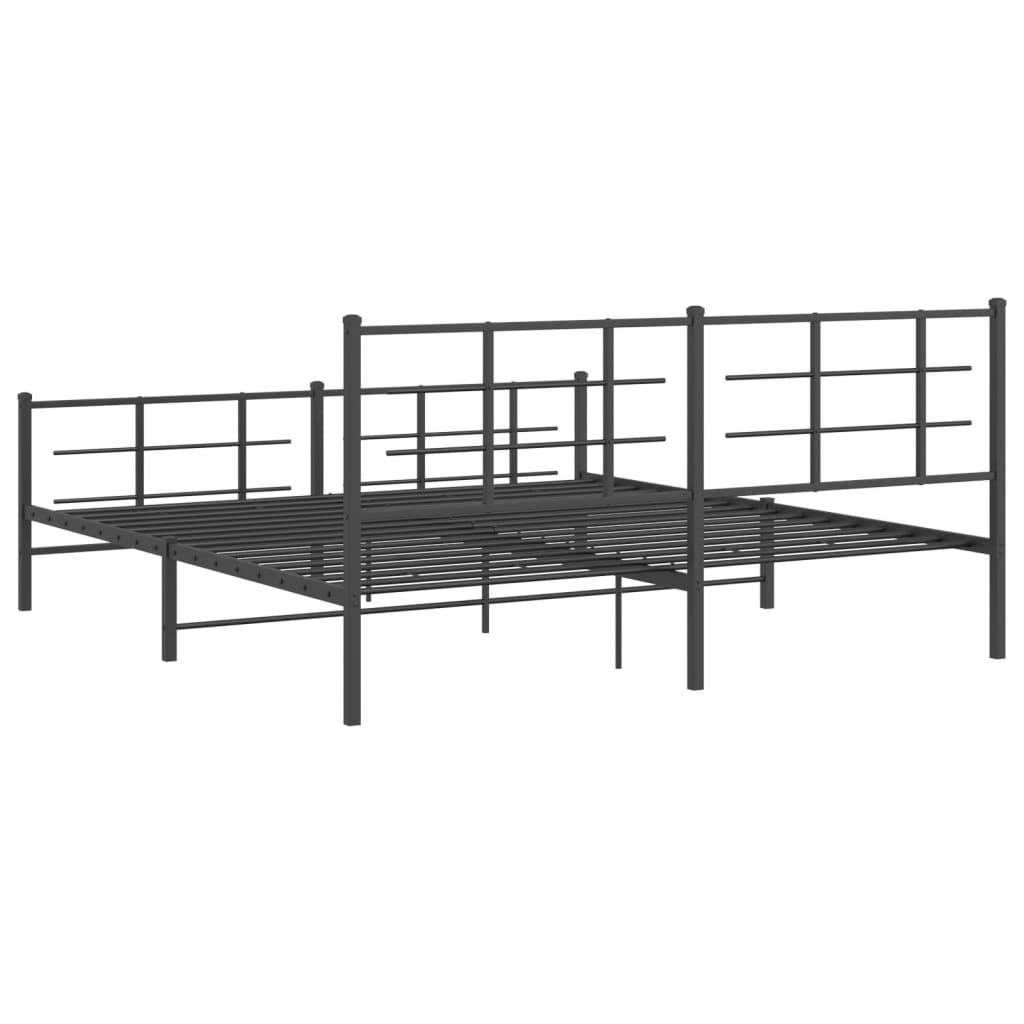 Cadru pat fără saltea, tăblie de picioare negru 180x200cm metal GartenMobel Dekor