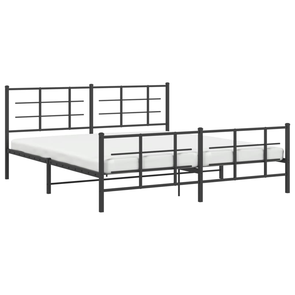 Cadru pat fără saltea, tăblie de picioare negru 180x200cm metal GartenMobel Dekor