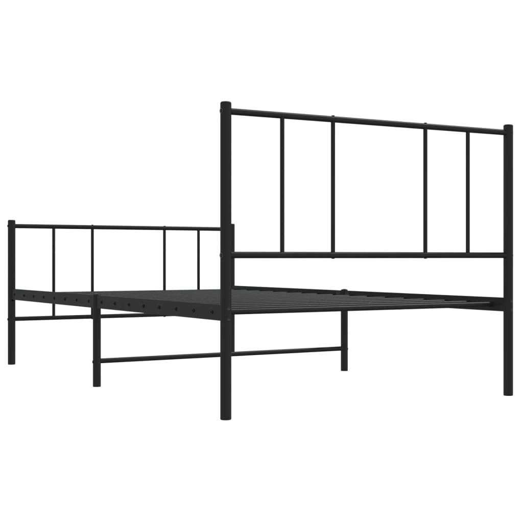 Cadru pat metalic cu tăblii de cap/picioare, negru, 90x200 cm GartenMobel Dekor
