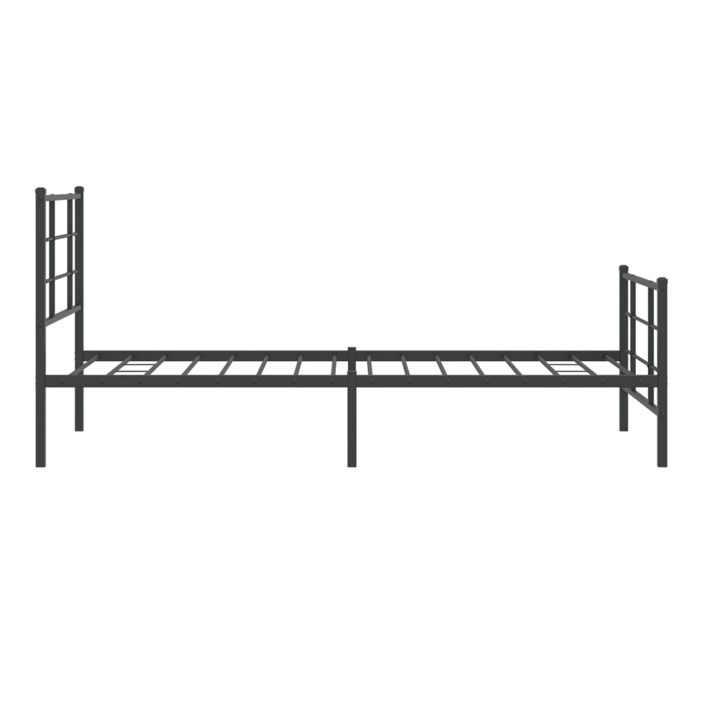 Cadru pat metalic cu tăblii de cap/picioare, negru, 90x200 cm GartenMobel Dekor