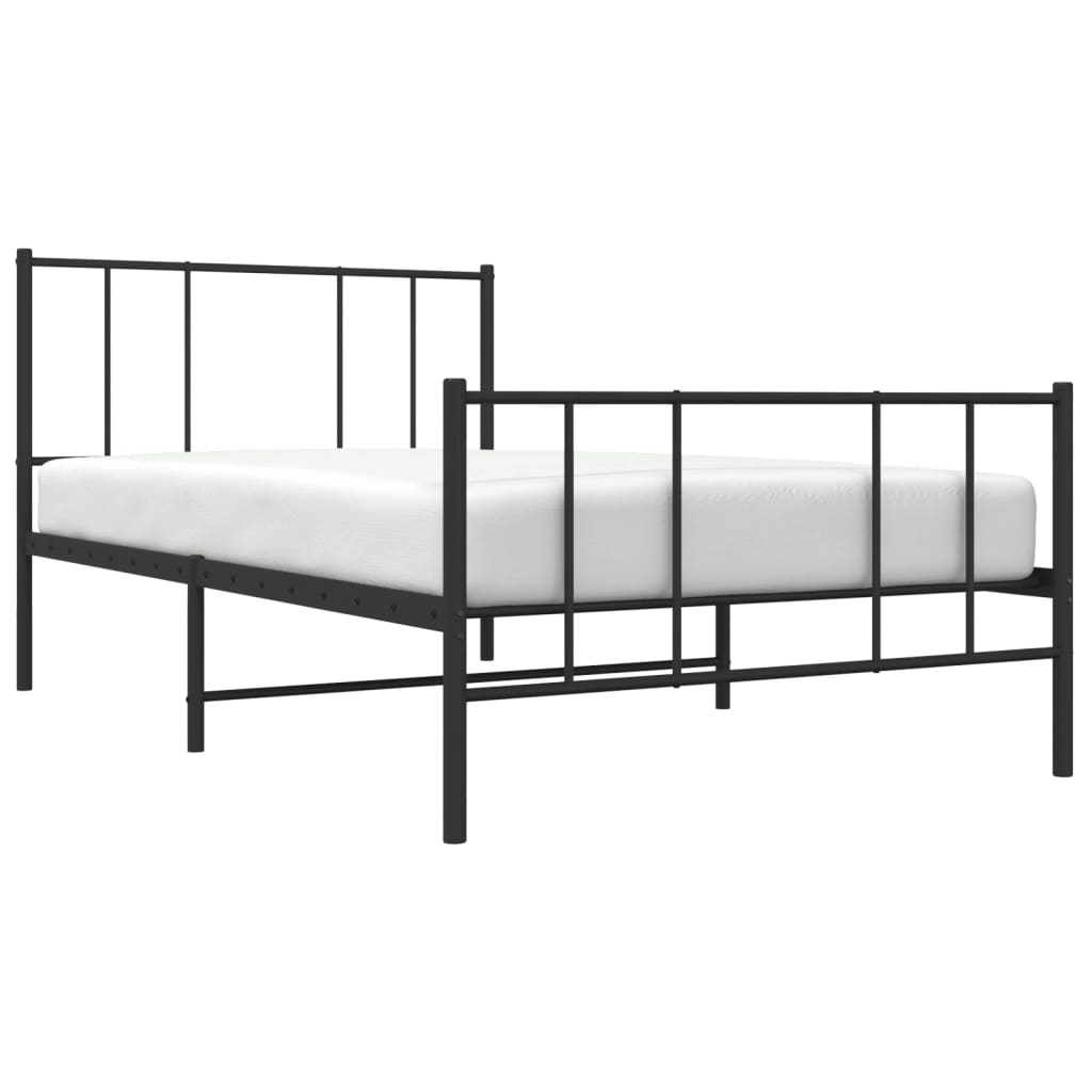 Cadru pat metalic cu tăblii de cap/picioare, negru, 90x200 cm GartenMobel Dekor