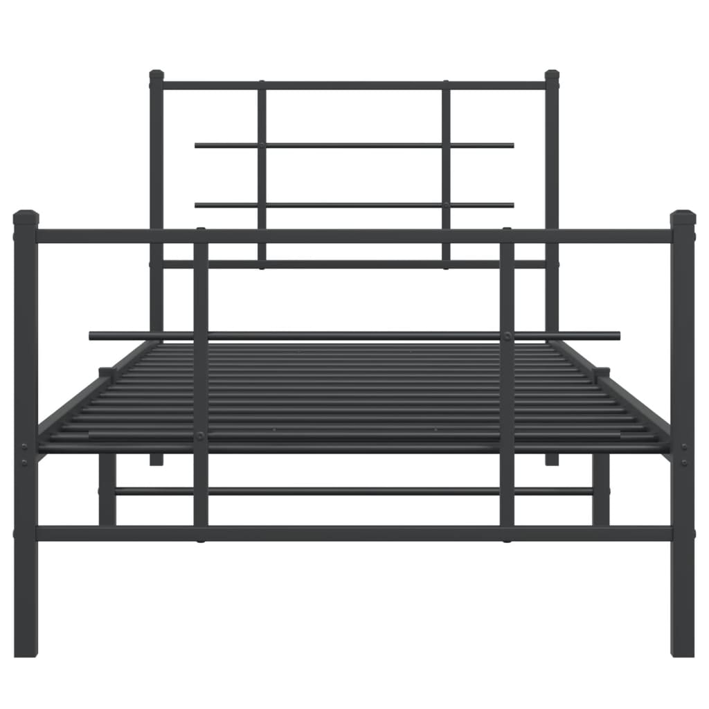 Cadru pat metalic cu tăblii de cap/picioare, negru, 90x200 cm GartenMobel Dekor