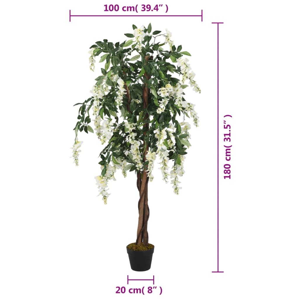 Arbore artificial wisteria 1260 frunze 180 cm verde și alb GartenMobel Dekor