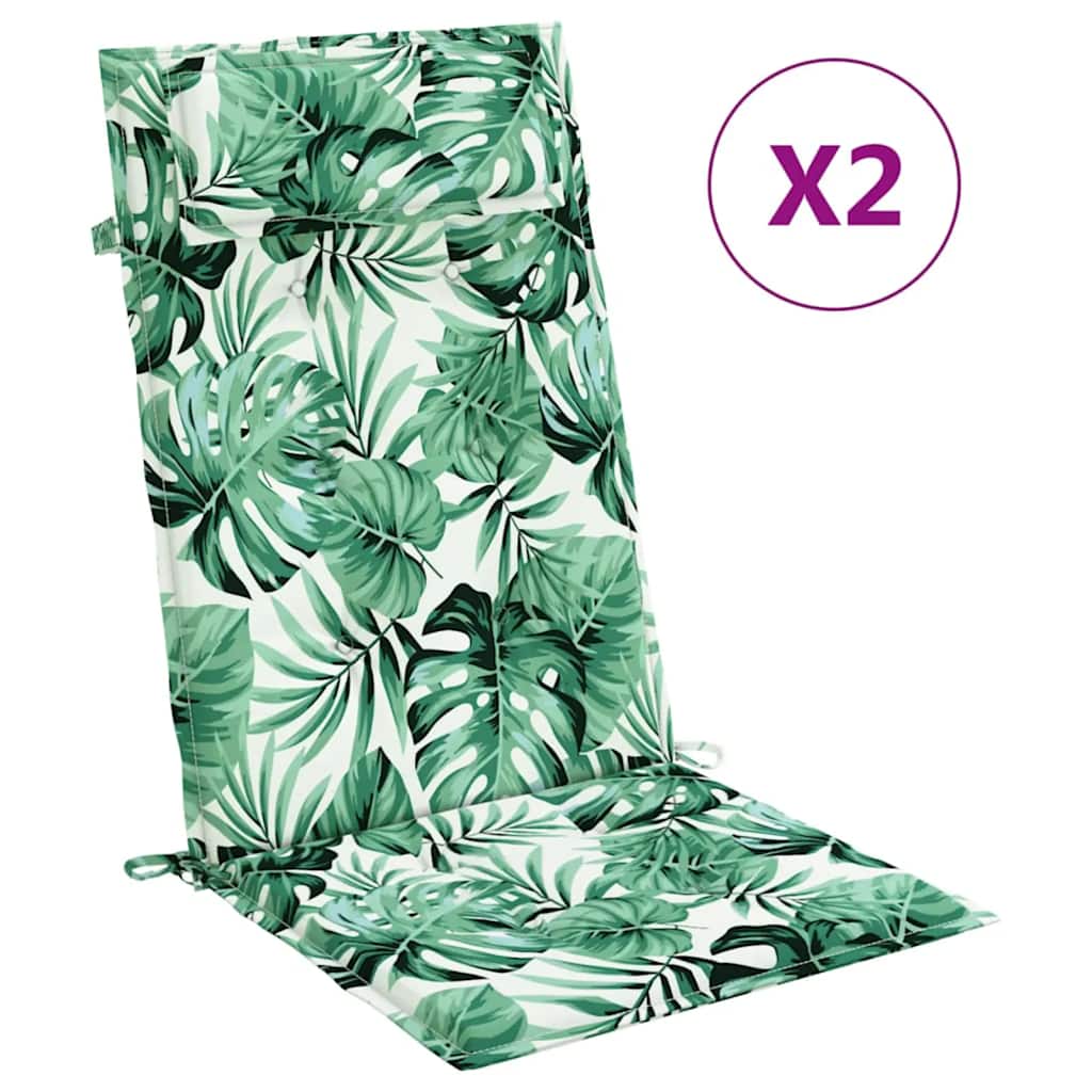 Perne de scaun spătar înalt, 2 buc, model frunze, textil Oxford GartenMobel Dekor
