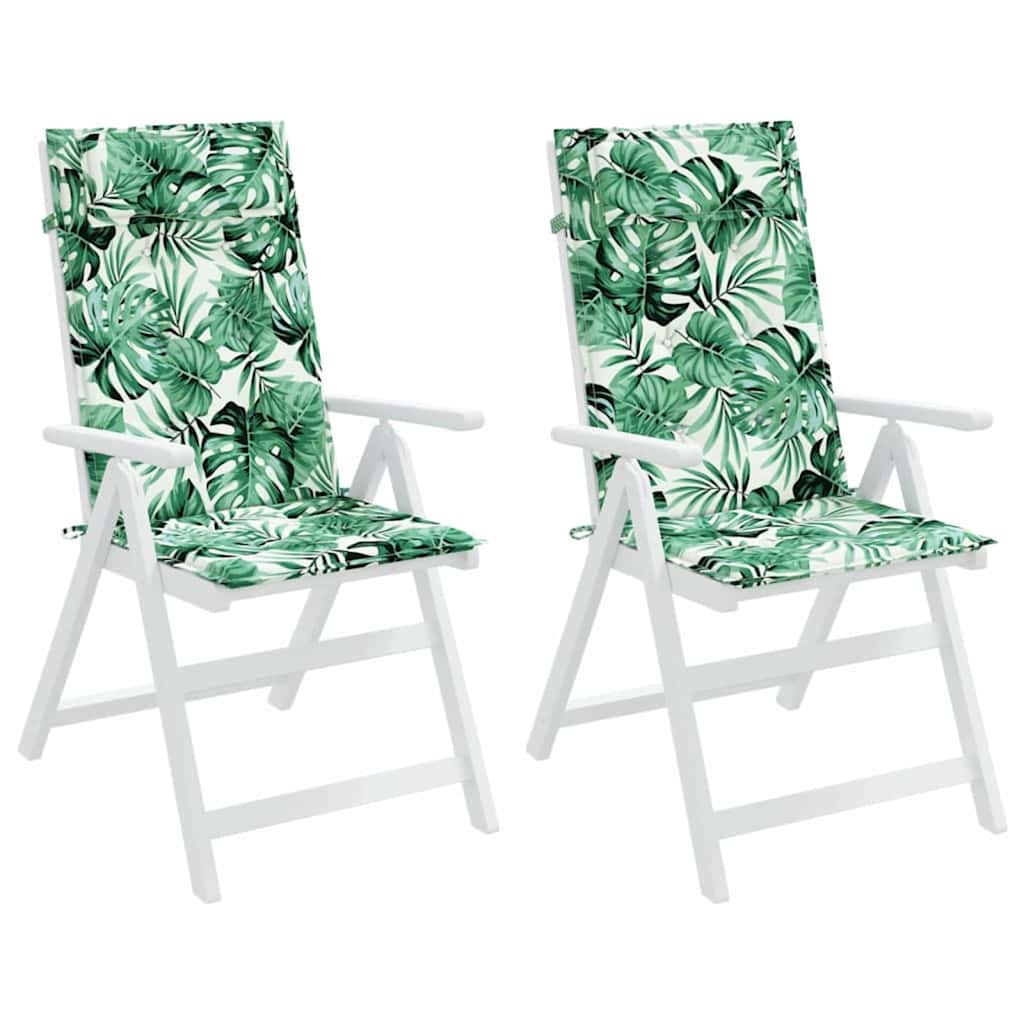 Perne de scaun spătar înalt, 2 buc, model frunze, textil Oxford GartenMobel Dekor