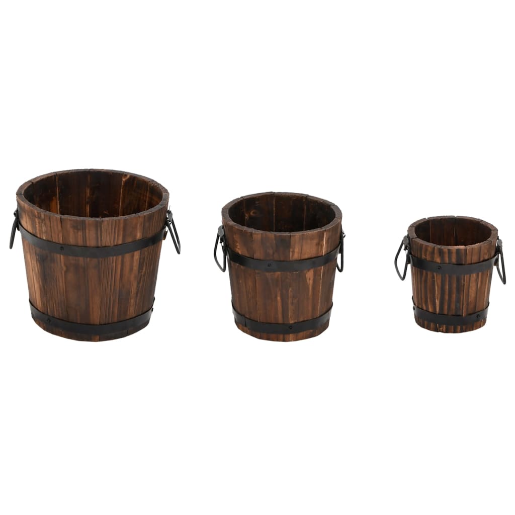 Set de jardiniere tip găleată, 3 piese, lemn masiv de brad GartenMobel Dekor