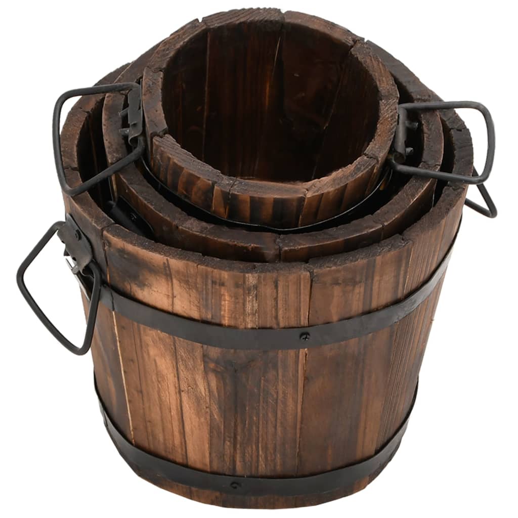 Set de jardiniere tip găleată, 3 piese, lemn masiv de brad GartenMobel Dekor