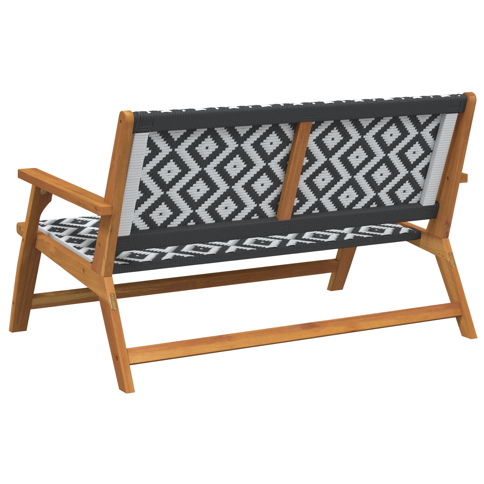 Bancă Neagră și Albă 122x76x73.5 cm din Lemn de Acacia GartenMobel Dekor