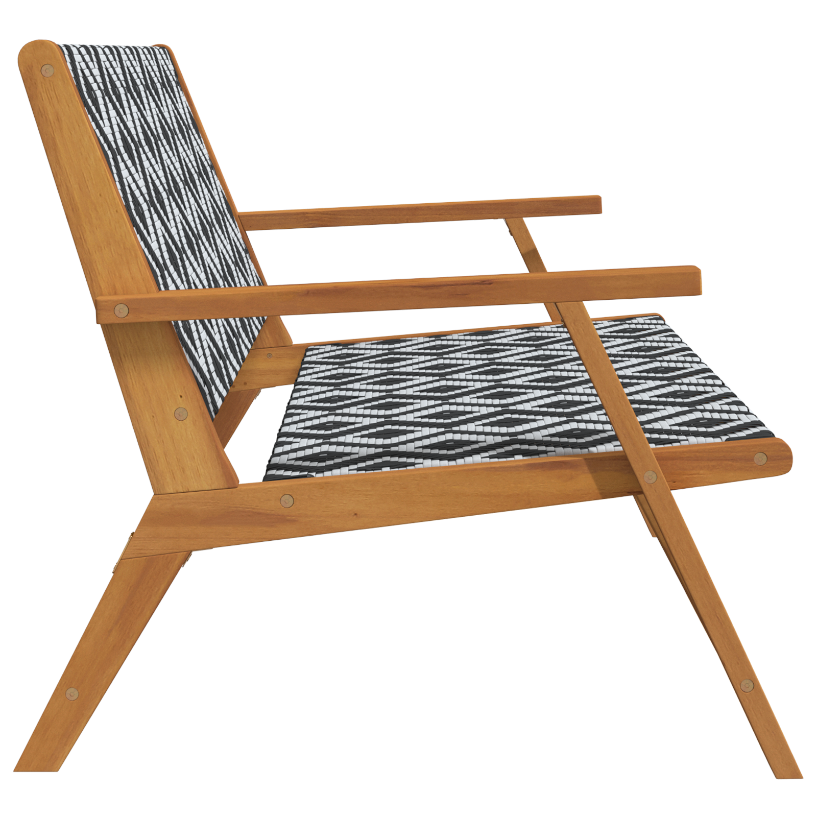 Bancă Neagră și Albă 122x76x73.5 cm din Lemn de Acacia GartenMobel Dekor