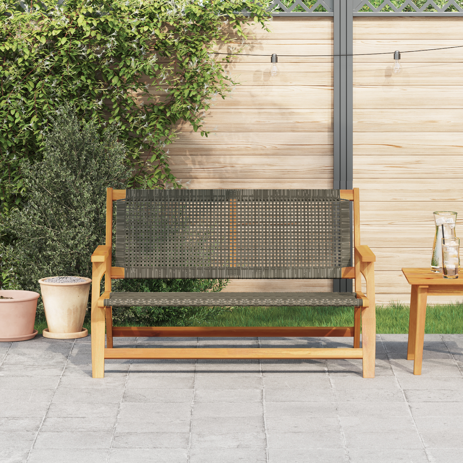 Bancă de grădină gri 122x76x73.5 cm lemn masiv de acacia GartenMobel Dekor