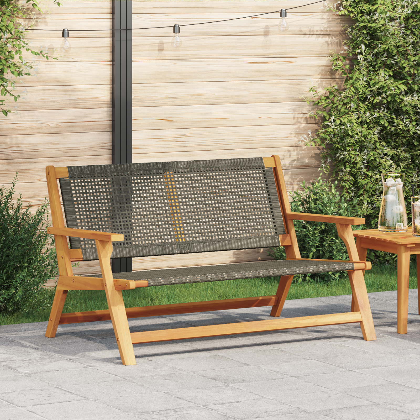 Bancă de grădină gri 122x76x73.5 cm lemn masiv de acacia GartenMobel Dekor