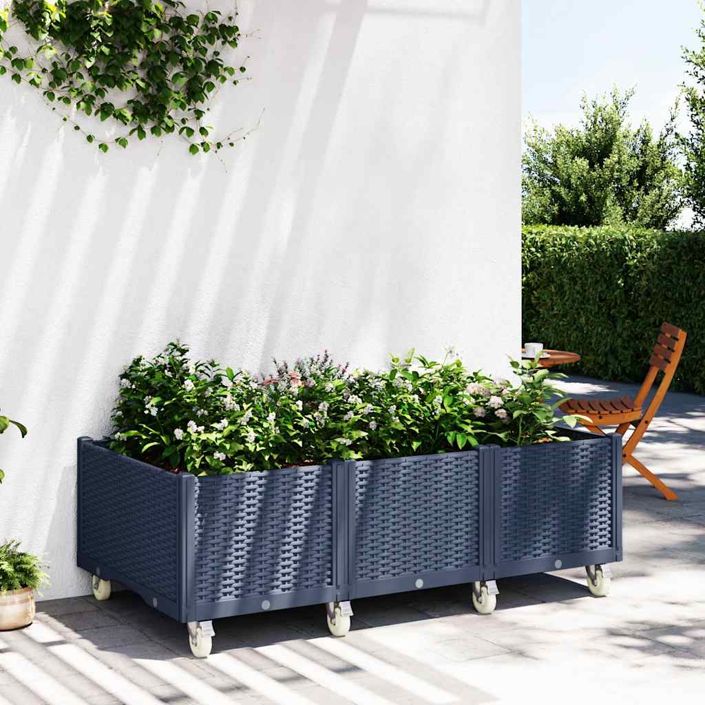 Jardinieră de grădină cu picioare, albastru gri, 150x80x54 cm, PP GartenMobel Dekor