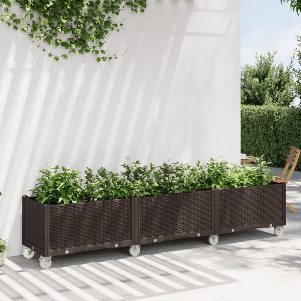 Jardinieră de grădină cu picioare, maro, 240x50x54 cm, PP GartenMobel Dekor
