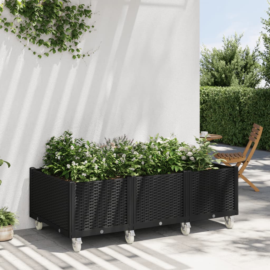 Jardinieră de grădină cu picioare, negru, 150x80x54 cm, PP GartenMobel Dekor
