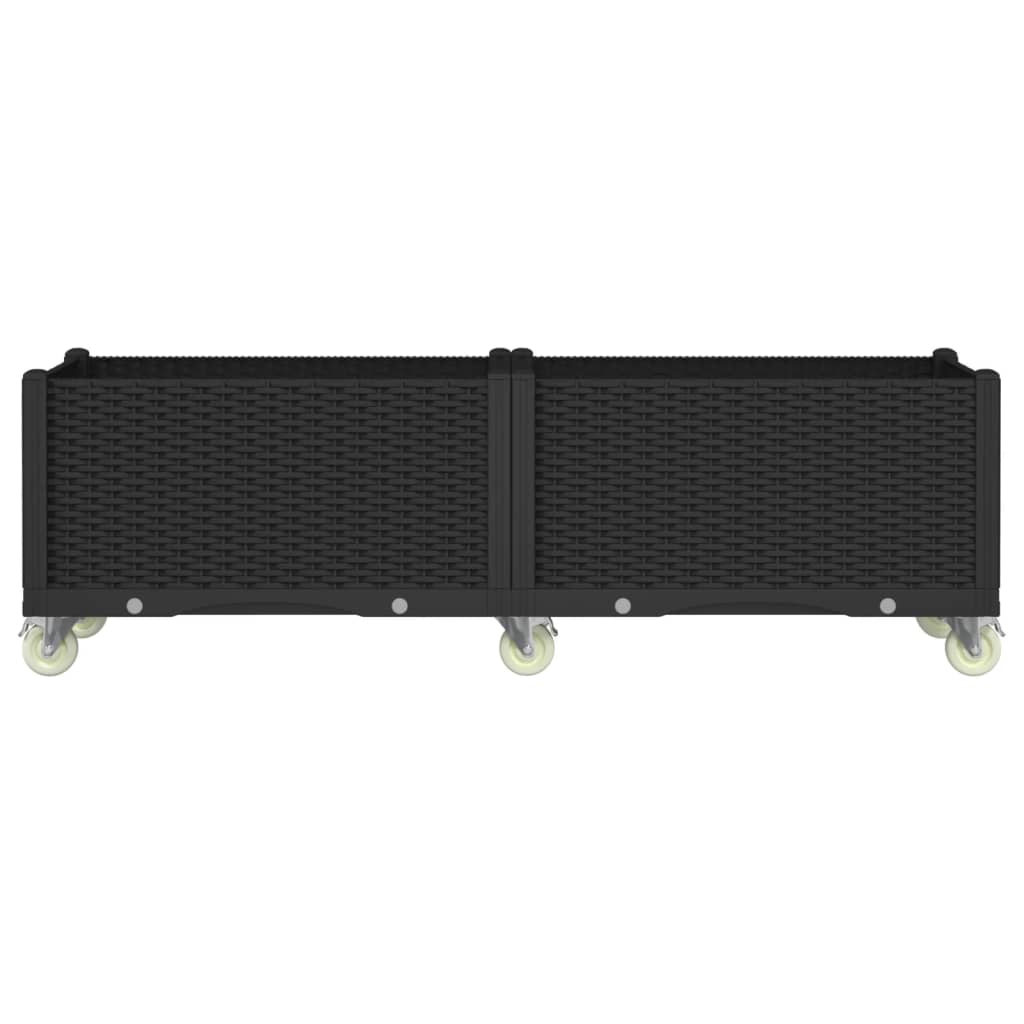 Jardinieră de grădină cu picioare, negru, 160x50x54 cm, PP GartenMobel Dekor