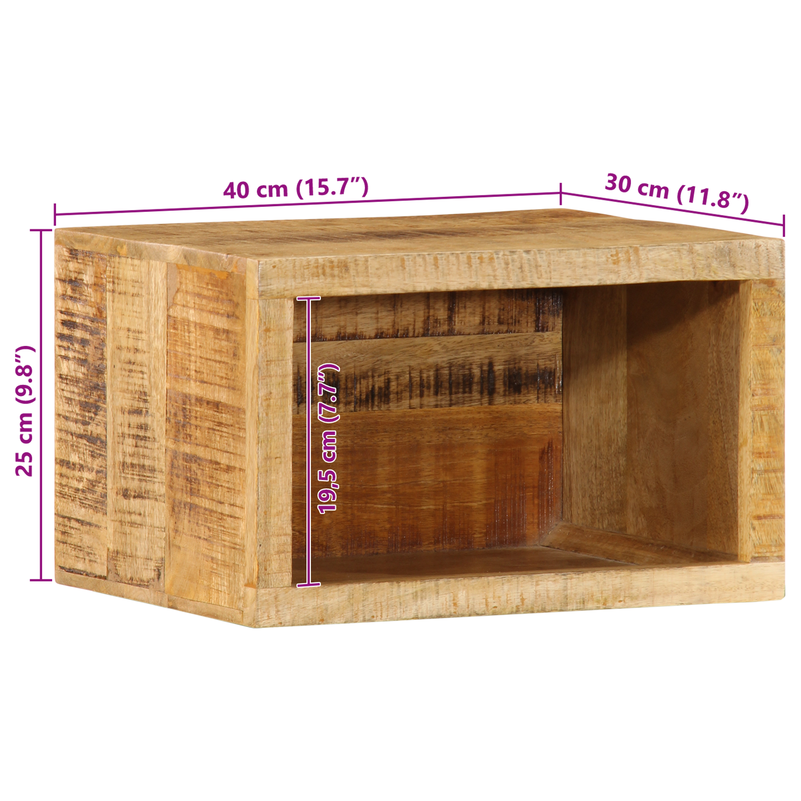Cabinet de perete 40x30x25 cm din lemn masiv de mango GartenMobel Dekor