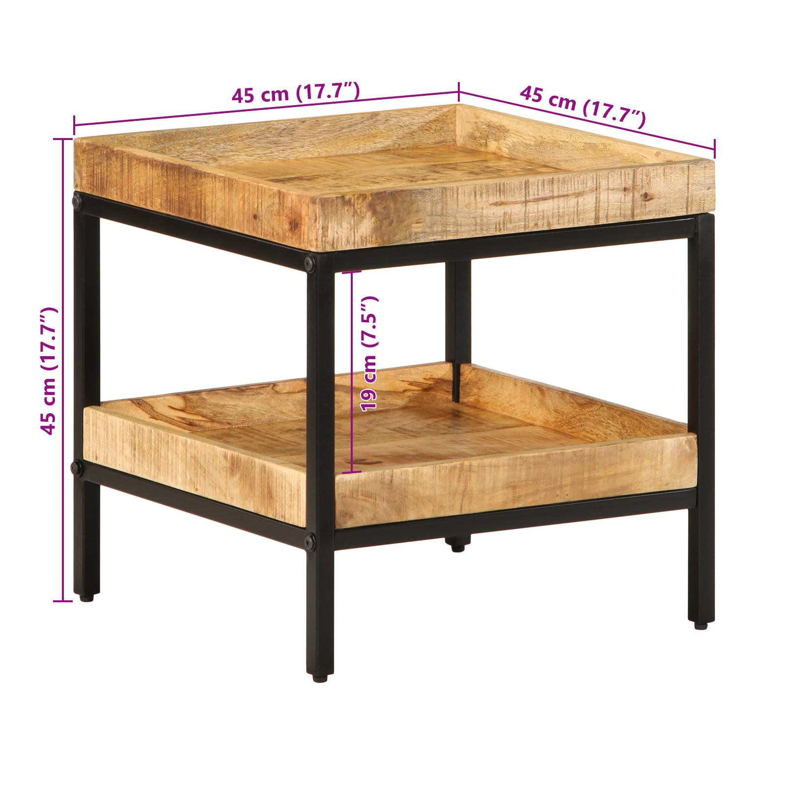 Masă laterală 45x45x45 cm Lemn de mango GartenMobel Dekor